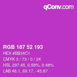 Color code: RGB 187 52 193 | qconv.com