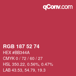 Color code: RGB 187 52 74 | qconv.com