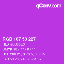 Color code: RGB 187 53 227 | qconv.com