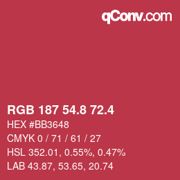 カラーコード: RGB 187 54.8 72.4 | qconv.com