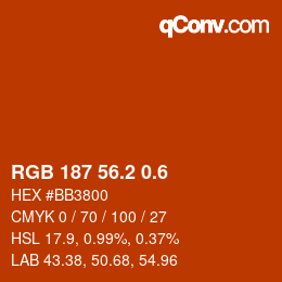 カラーコード: RGB 187 56.2 0.6 | qconv.com