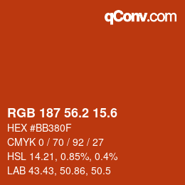 カラーコード: RGB 187 56.2 15.6 | qconv.com