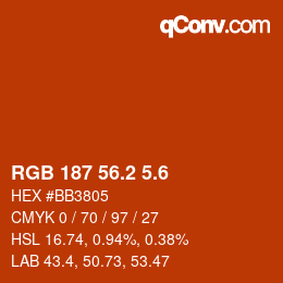 カラーコード: RGB 187 56.2 5.6 | qconv.com