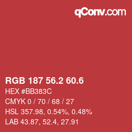 カラーコード: RGB 187 56.2 60.6 | qconv.com