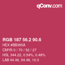 カラーコード: RGB 187 56.2 90.6 | qconv.com