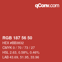 Farbcode: RGB 187 56 50 | qconv.com