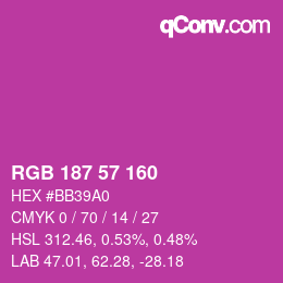 Color code: RGB 187 57 160 | qconv.com