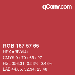 Color code: RGB 187 57 65 | qconv.com
