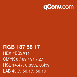 颜色代码: RGB 187 58 17 | qconv.com