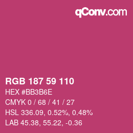 颜色代码: RGB 187 59 110 | qconv.com