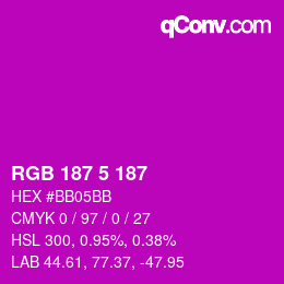 Color code: RGB 187 5 187 | qconv.com