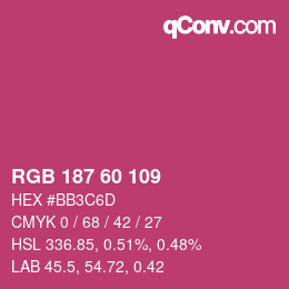 カラーコード: RGB 187 60 109 | qconv.com