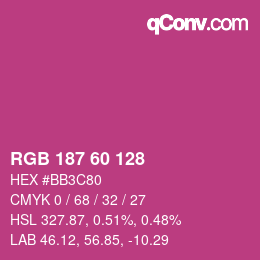 カラーコード: RGB 187 60 128 | qconv.com