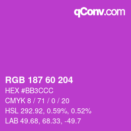 カラーコード: RGB 187 60 204 | qconv.com