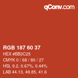 カラーコード: RGB 187 60 37 | qconv.com