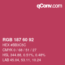 カラーコード: RGB 187 60 92 | qconv.com