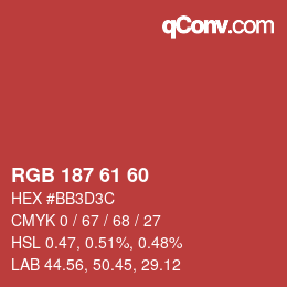 カラーコード: RGB 187 61 60 | qconv.com