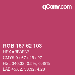 Color code: RGB 187 62 103 | qconv.com