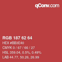 颜色代码: RGB 187 62 64 | qconv.com