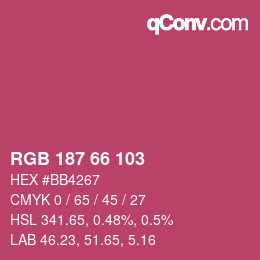 Color code: RGB 187 66 103 | qconv.com
