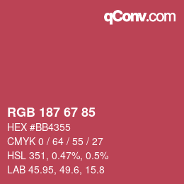 Color code: RGB 187 67 85 | qconv.com