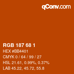颜色代码: RGB 187 68 1 | qconv.com