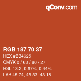 Color code: RGB 187 70 37 | qconv.com