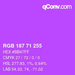 Farbcode: RGB 187 71 255 | qconv.com