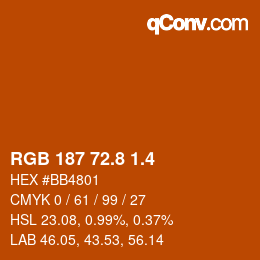 カラーコード: RGB 187 72.8 1.4 | qconv.com