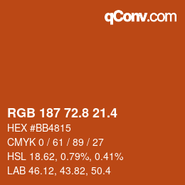 カラーコード: RGB 187 72.8 21.4 | qconv.com