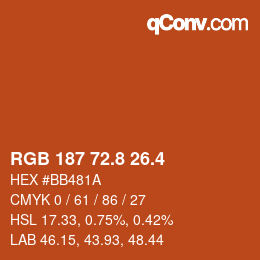 カラーコード: RGB 187 72.8 26.4 | qconv.com