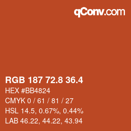 カラーコード: RGB 187 72.8 36.4 | qconv.com