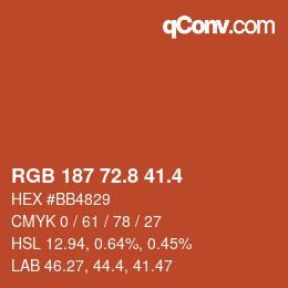 カラーコード: RGB 187 72.8 41.4 | qconv.com