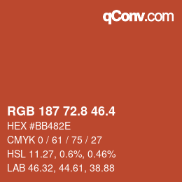 カラーコード: RGB 187 72.8 46.4 | qconv.com
