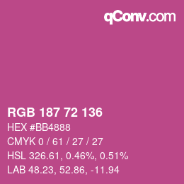 カラーコード: RGB 187 72 136 | qconv.com