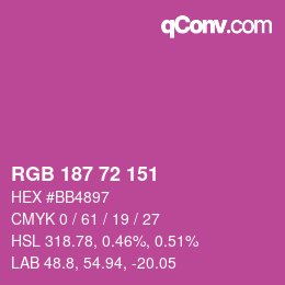 カラーコード: RGB 187 72 151 | qconv.com