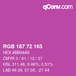 カラーコード: RGB 187 72 165 | qconv.com
