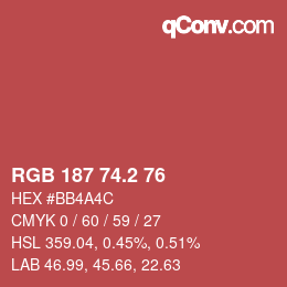 Color code: RGB 187 74.2 76 | qconv.com