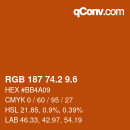 カラーコード: RGB 187 74.2 9.6 | qconv.com