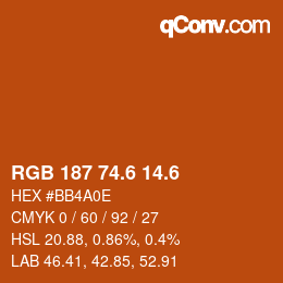 カラーコード: RGB 187 74.6 14.6 | qconv.com