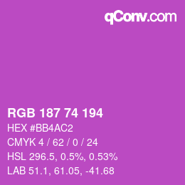 カラーコード: RGB 187 74 194 | qconv.com