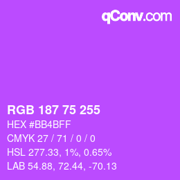 Color code: RGB 187 75 255 | qconv.com