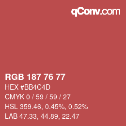 カラーコード: RGB 187 76 77 | qconv.com