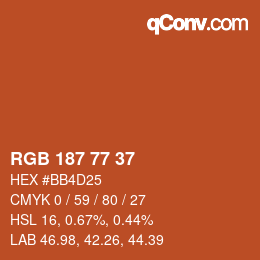 颜色代码: RGB 187 77 37 | qconv.com