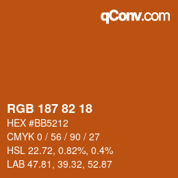 カラーコード: RGB 187 82 18 | qconv.com