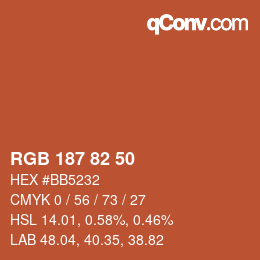 Color code: RGB 187 82 50 | qconv.com
