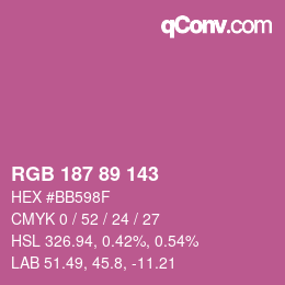カラーコード: RGB 187 89 143 | qconv.com