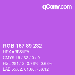 Color code: RGB 187 89 232 | qconv.com
