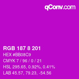 Color code: RGB 187 8 201 | qconv.com