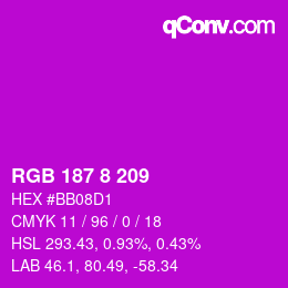 Color code: RGB 187 8 209 | qconv.com